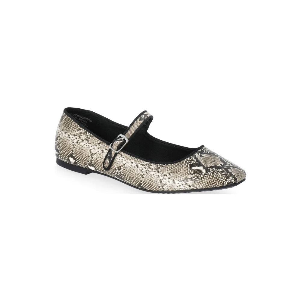 Womens Size 8 Time and Tru Mary Jane Snakeskin Print Faux Leather‎ Flats